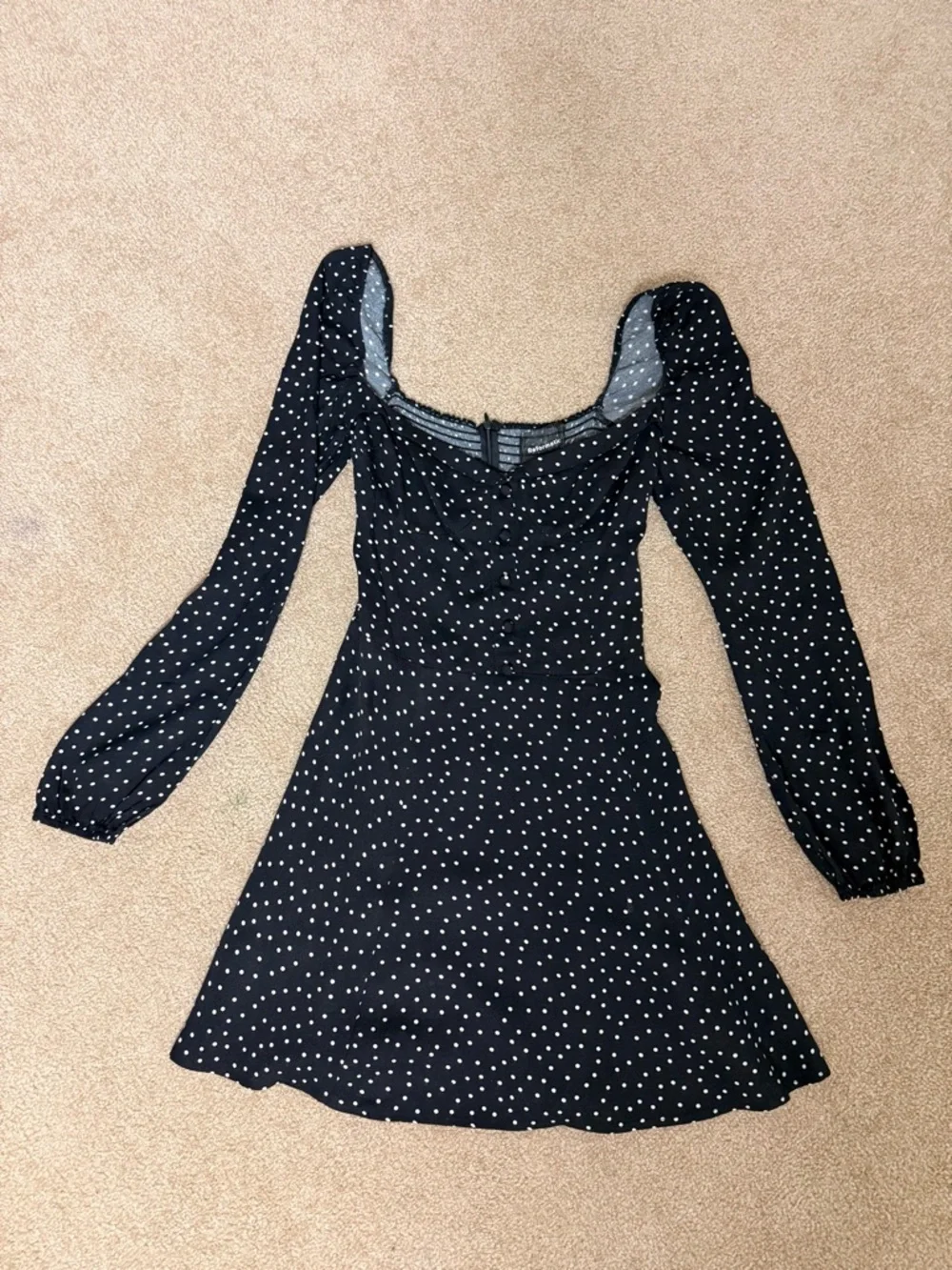 Reformation Black Polka‎ Dot Sweetheart Mini Dress Size 6 Preowned